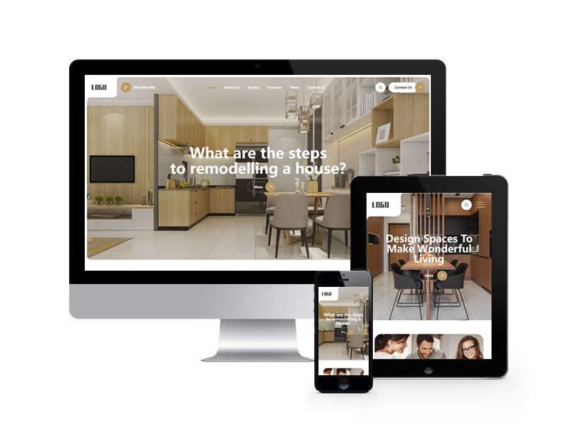 室內設計英文外貿類網站pbootcms模板(自適應手機端)